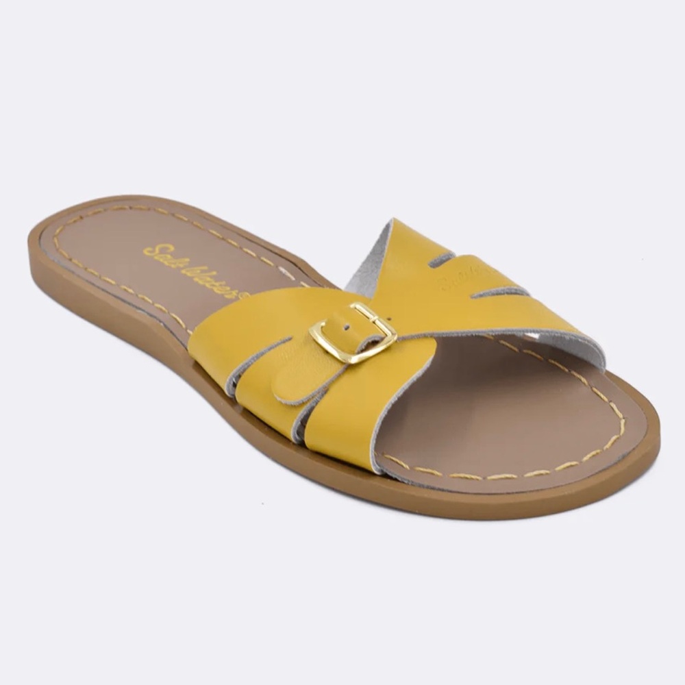Salt Water Womens Mustard Classic Slides - Size US 8 / Hoy Size 6 - Picture 12 of 15